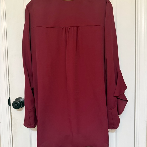 Vince Camuto Burgundy Layered Blouse | Flowy Plus Size 1X Career Top Holiday - Picture 4 of 5